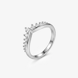 Round Moissanite Chevron Crown Band Ring
