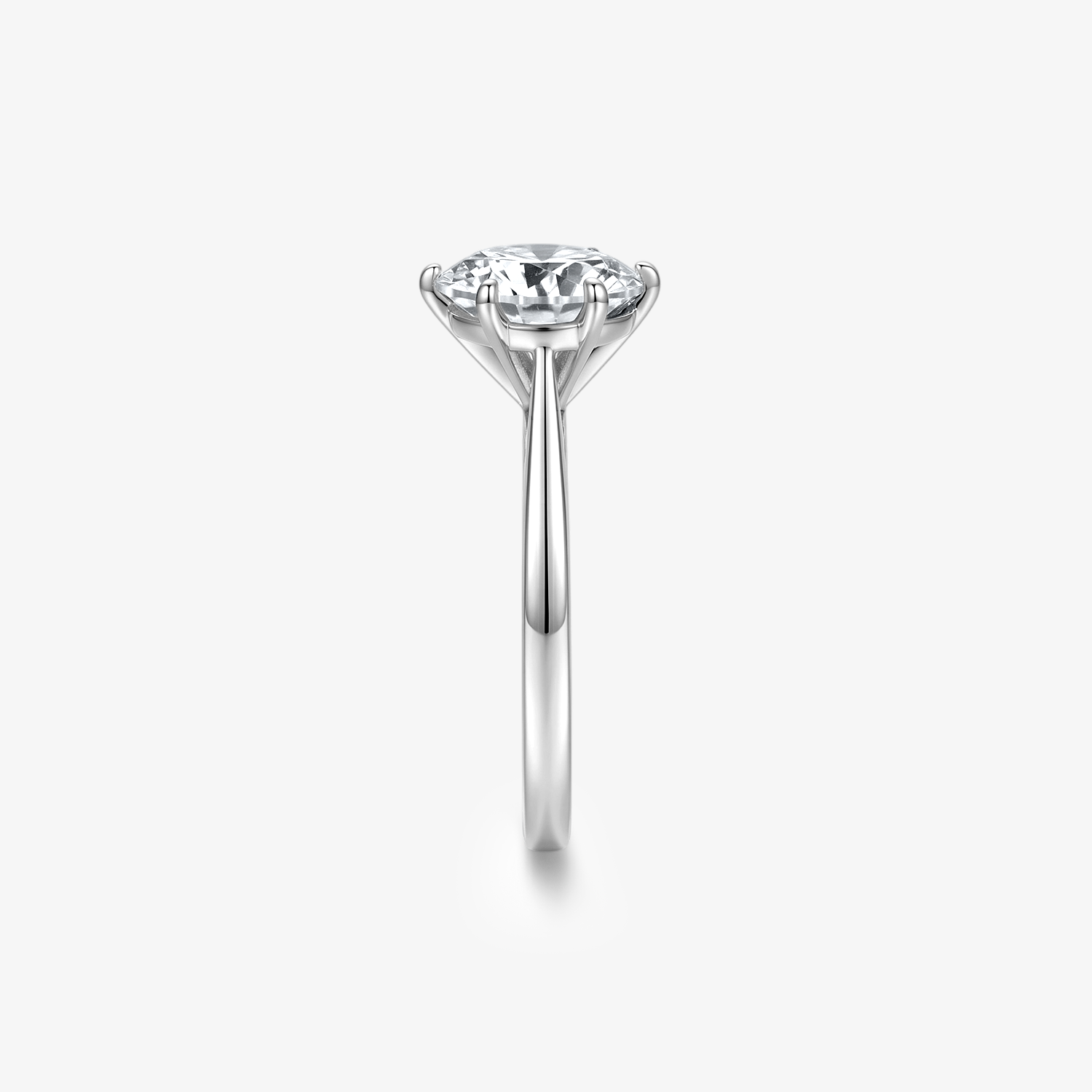 Round Moissanite Six Prong Solitaire Ring