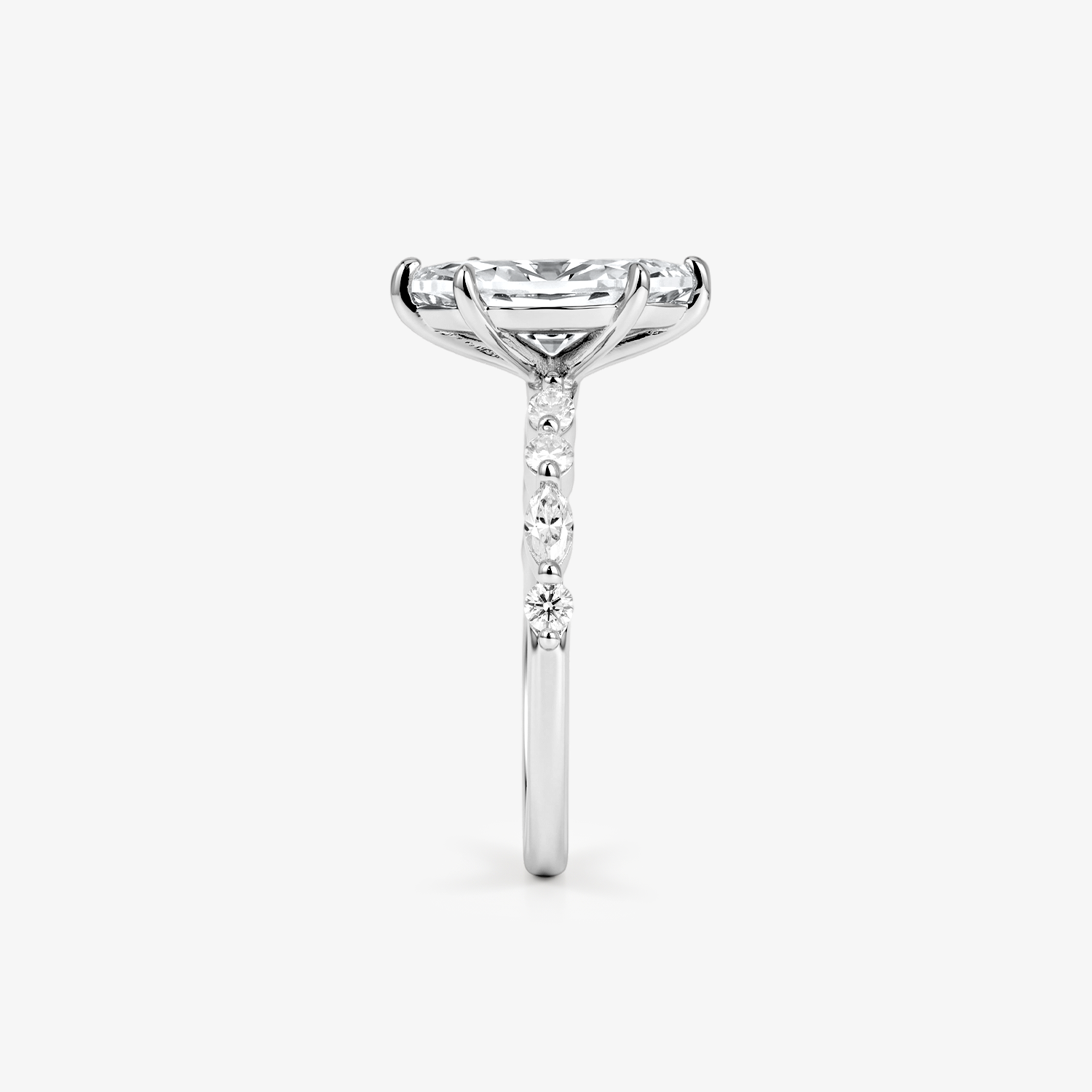 Marquise Moissanite Round Shoulder Band Ring