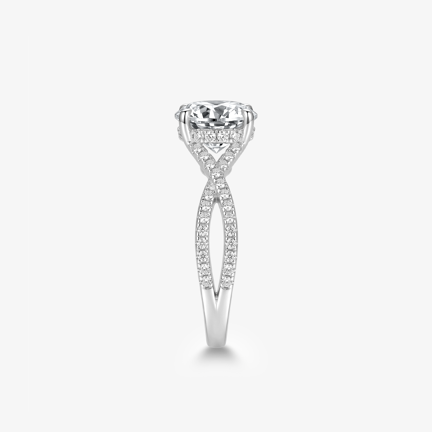Round Moissanite Infinity Twist Ring