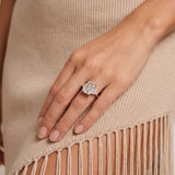 Emerald Moissanite Cluster Side Stone Ring