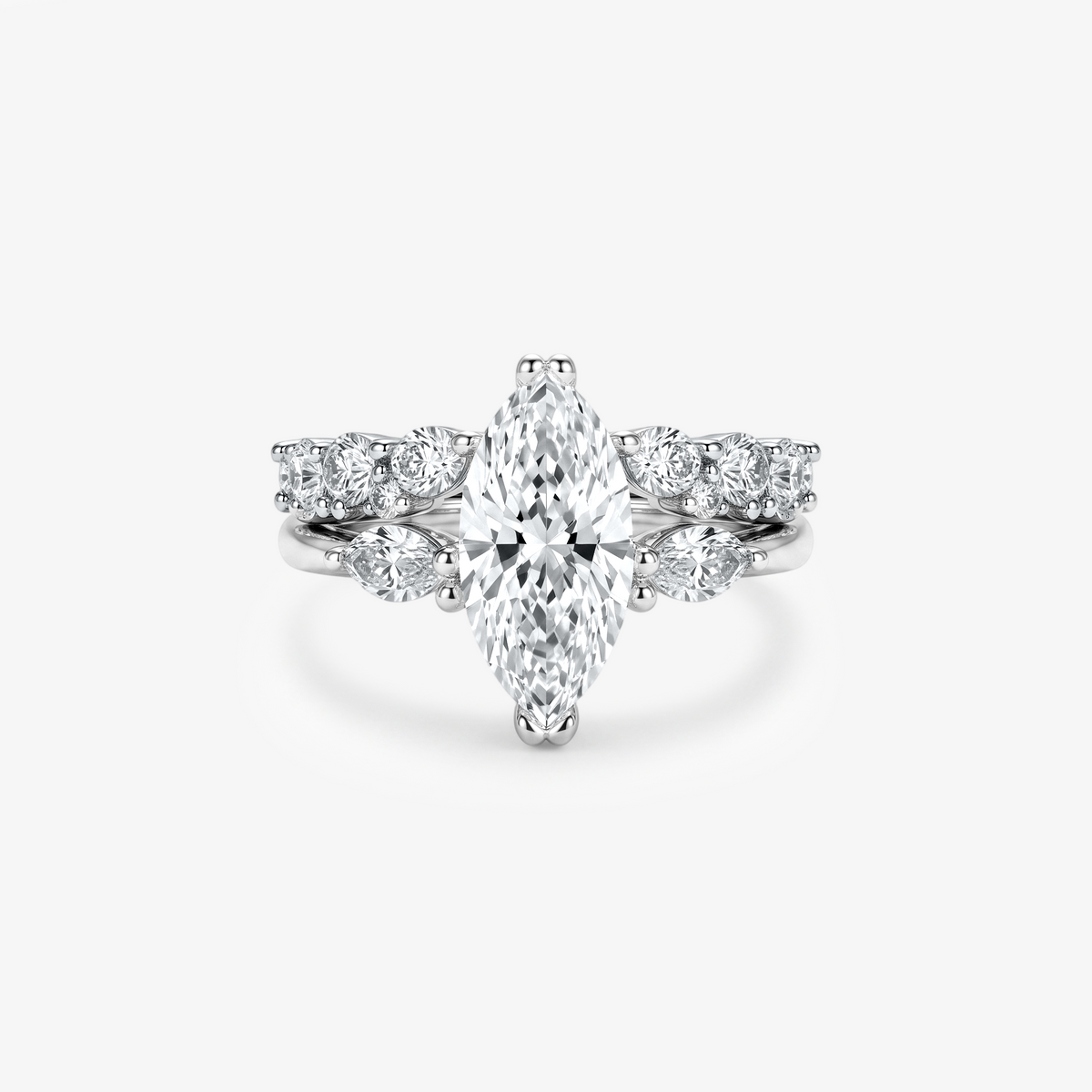 Marquise Moissanite Bridal Ring Set