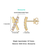 Moissanite cross stud earring diagram with size and weight details