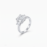 Emerald Moissanite Baguette Three Stone Ring