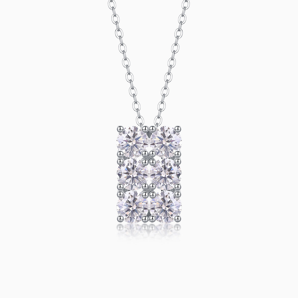 6-stone moissanite cluster pendant in white gold vermeil, square arrangement