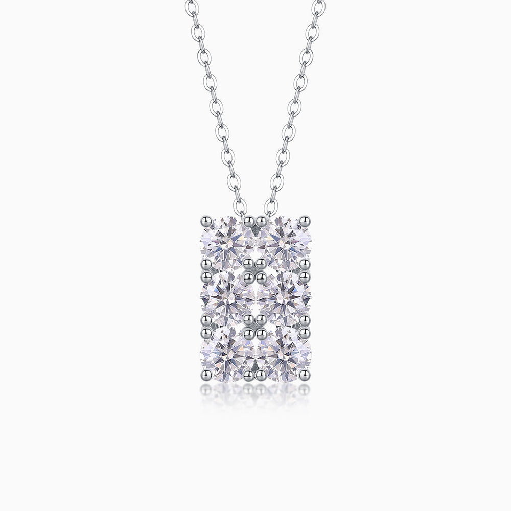 6-stone moissanite cluster pendant in white gold vermeil, square arrangement