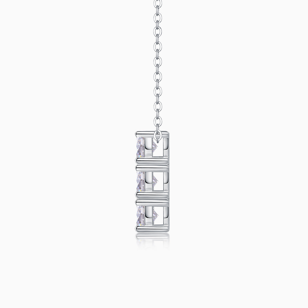 Back view of 6-stone moissanite cluster pendant in white gold vermeil setting