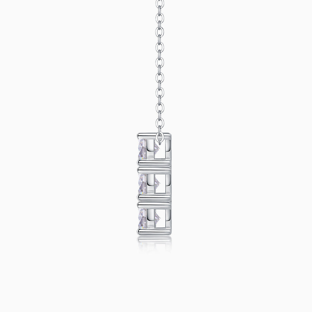 Back view of 6-stone moissanite cluster pendant in white gold vermeil setting