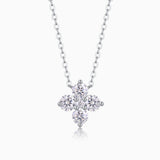 4-stone floral cluster moissanite pendant, white gold vermeil chain