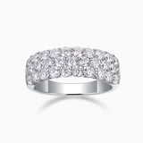 Triple-row moissanite eternity band in white gold vermeil, sparkling round stones