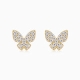 Butterfly stud earrings in yellow gold vermeil with pavé moissanite detail