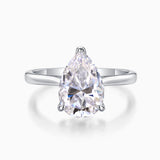 4.0ct pear-cut solitaire moissanite ring in white gold vermeil with four-prong setting