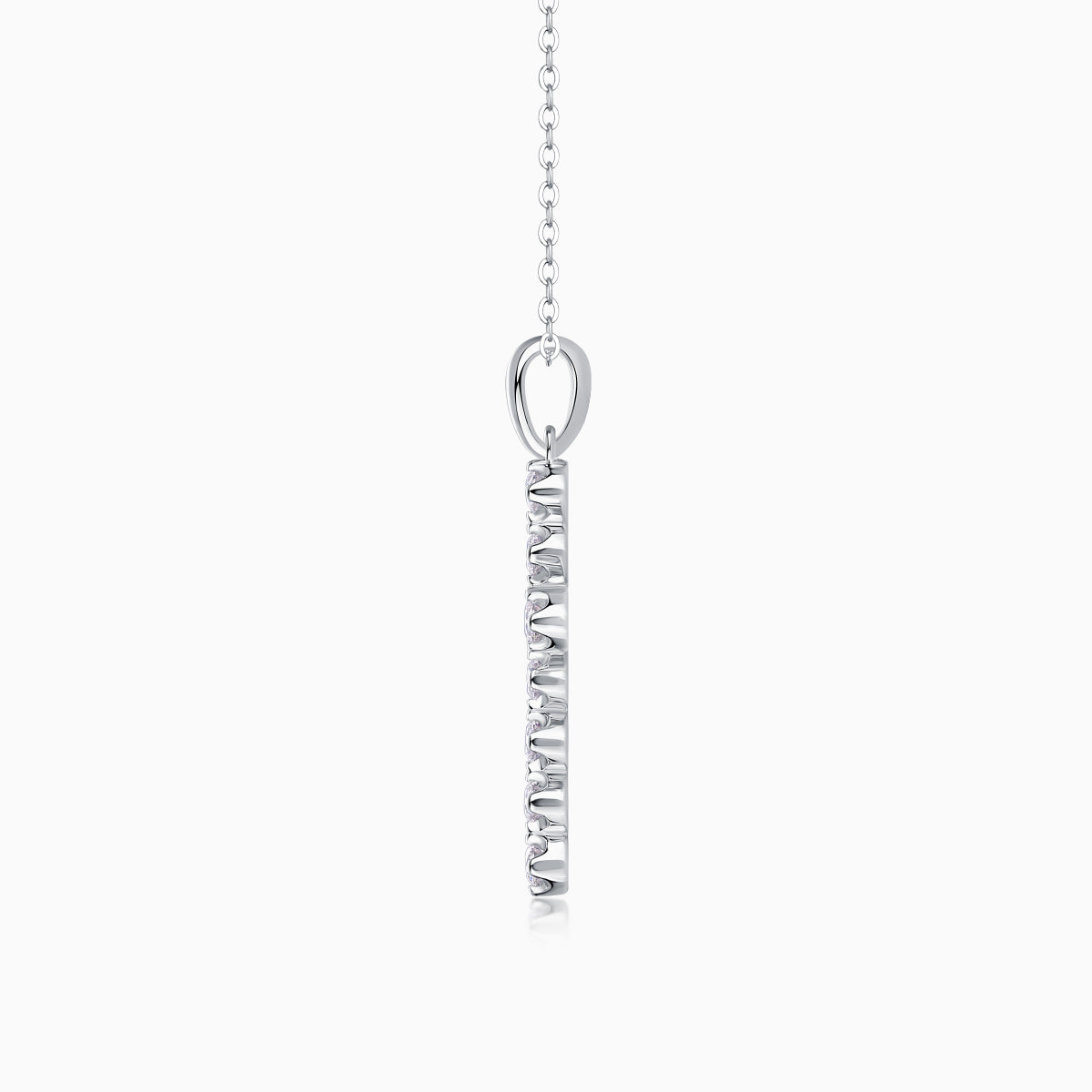 Cross pendant necklace bail and vertical row of stones on link chain