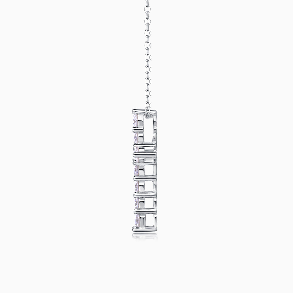 White metal pendant segment with rectangular settings and small round stones