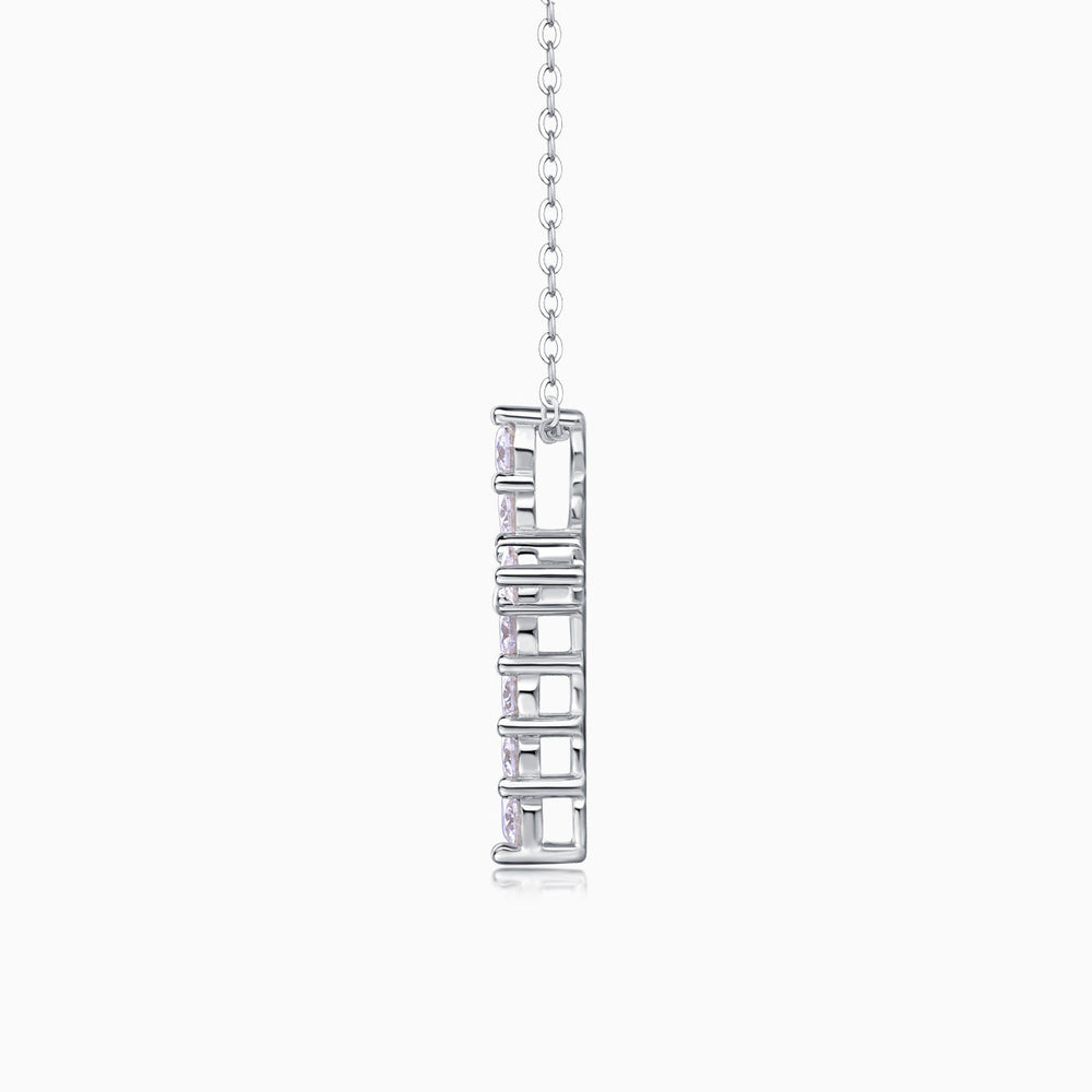 White metal pendant segment with rectangular settings and small round stones
