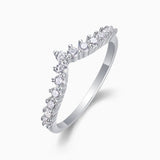 Curved Moissanite Pavé Band, angled view of arched band with round pavé stones