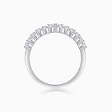 Curved Moissanite Pavé Band, top view with pavé stones set along the curved rim