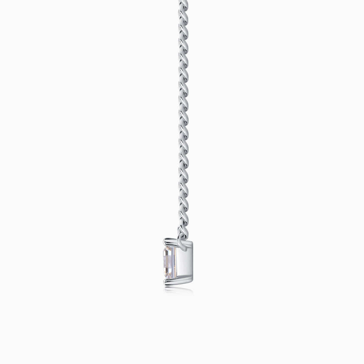 Cuban link chain clasp end with small loop and connector, white-toned finish