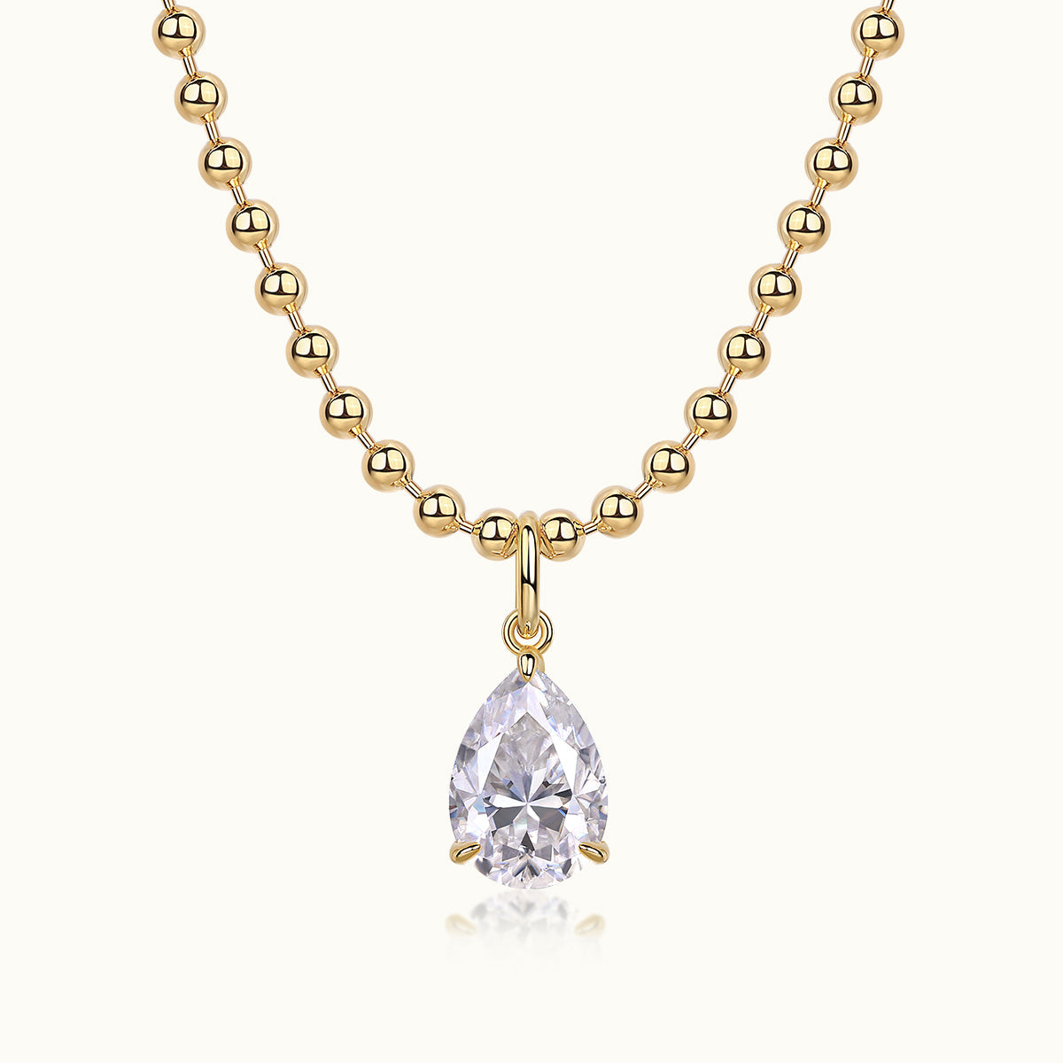 Yellow gold vermeil necklace with pear moissanite solitaire pendant