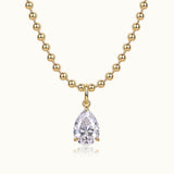 Yellow gold vermeil necklace with pear moissanite solitaire pendant