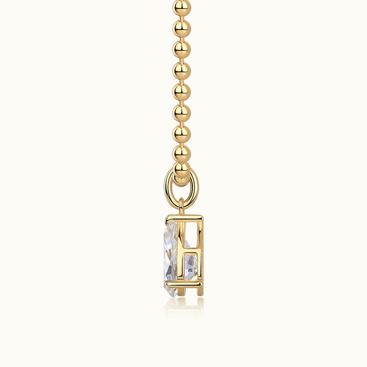 Yellow gold vermeil pendant necklace with rectangular moissanite drop
