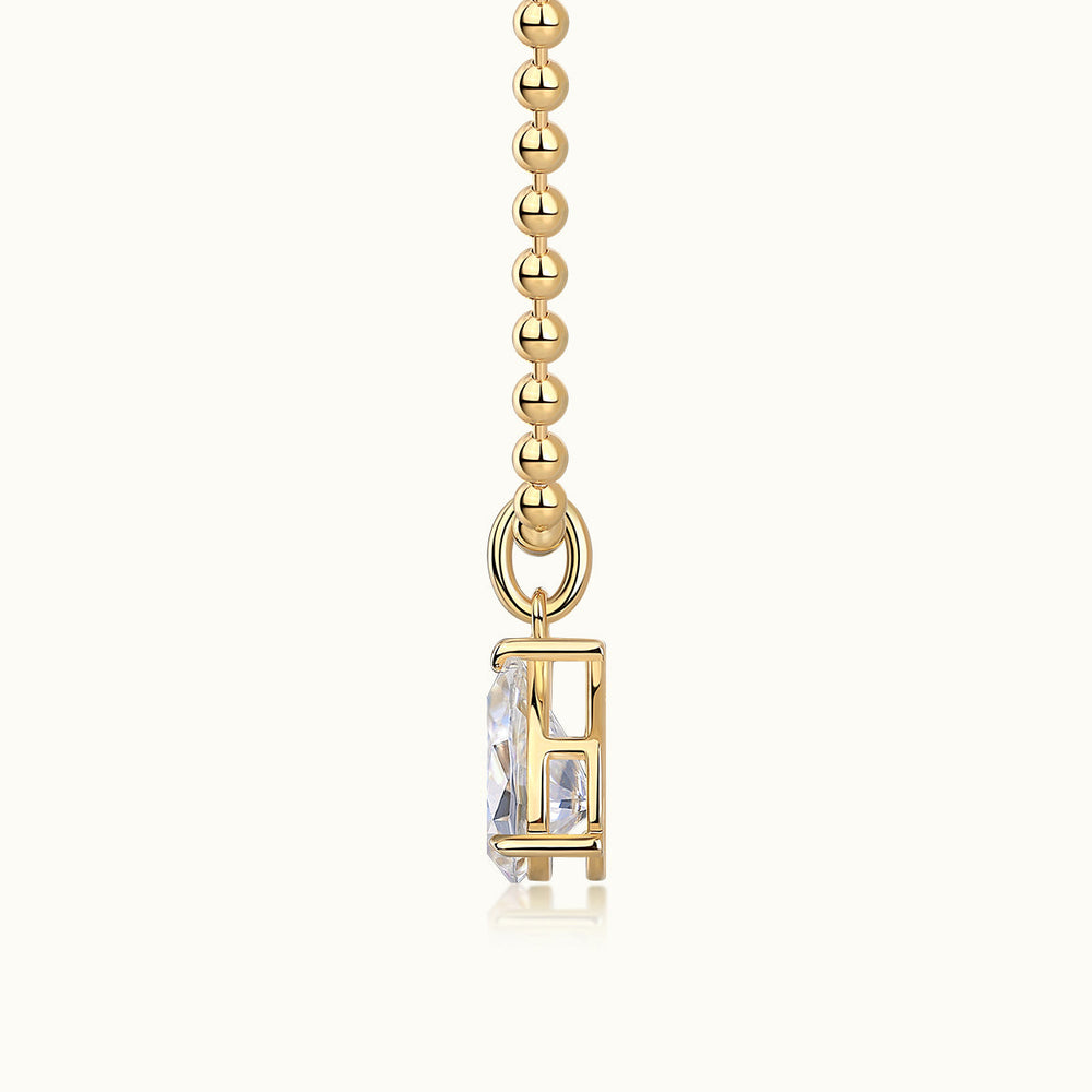Yellow gold vermeil pendant necklace with rectangular moissanite drop