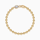 Moissanite Bubble Ball Armband mit runden Kugelgliedern, Fassstein und Federring-Schließe