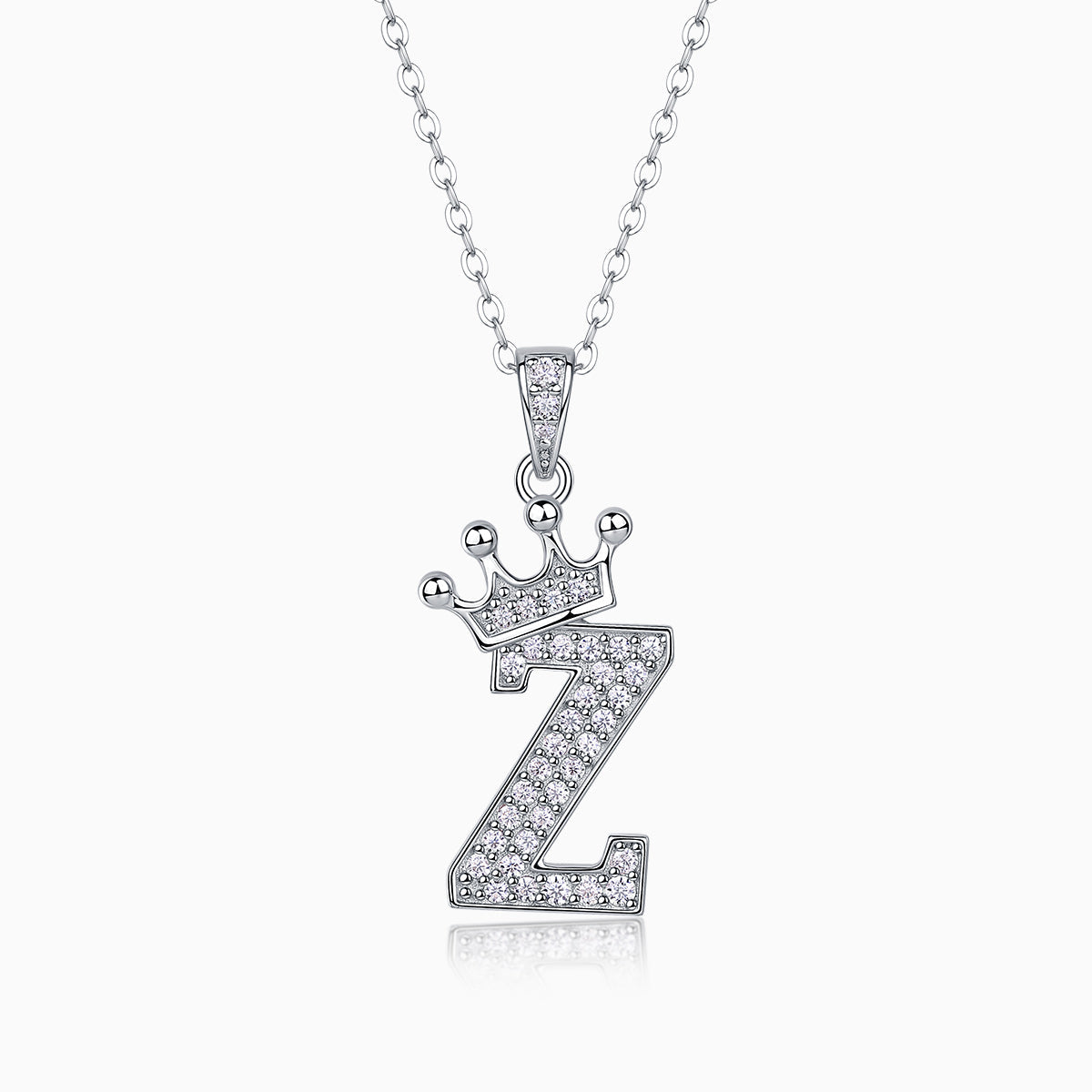 Kronen-Initialenanhänger Z mit Steinbesatz, an Gliederkette