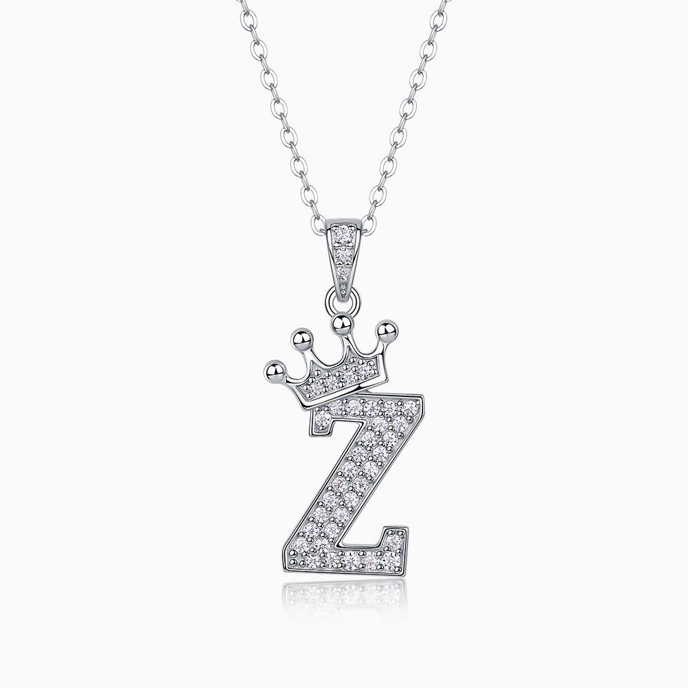 Kronen-Initialenanhänger Z mit Steinbesatz, an Gliederkette