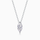 Marquise solitaire moissanite pendant necklace with white gold vermeil chain