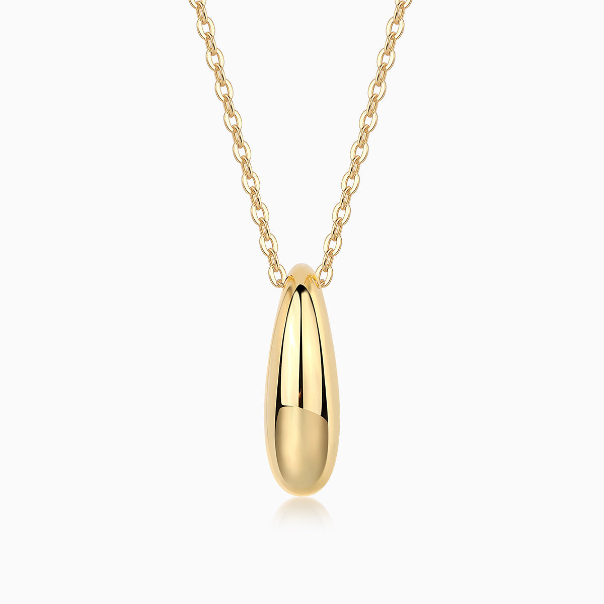 Polished oval dome pendant necklace in yellow gold vermeil on linked chain