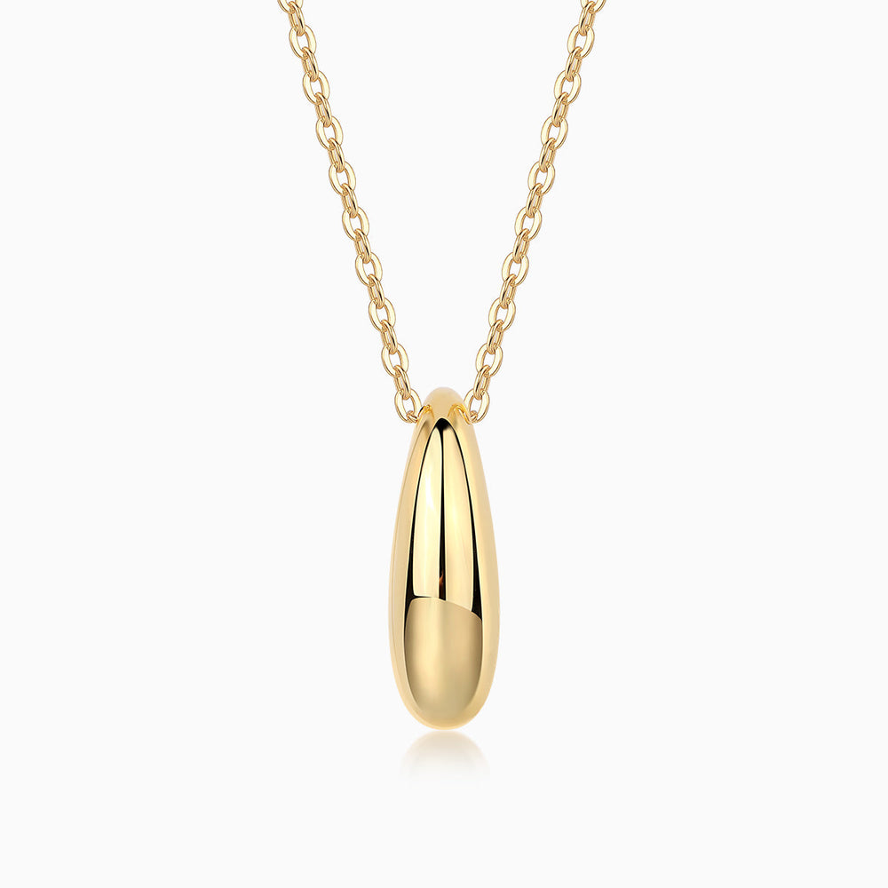 Polished oval dome pendant necklace in yellow gold vermeil on linked chain