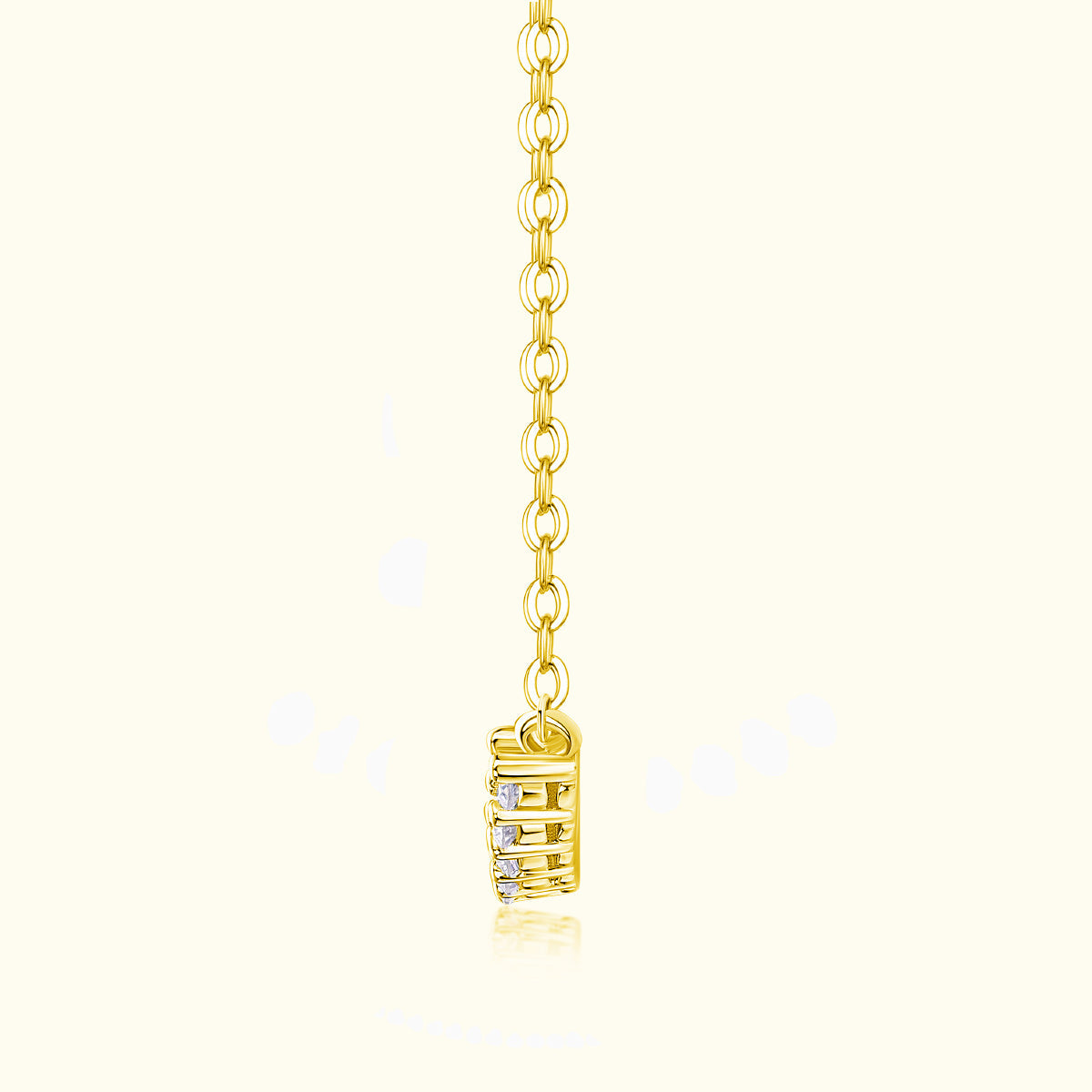 Yellow Gold Vermeil necklace clasp detail with small stone rows on the center bar