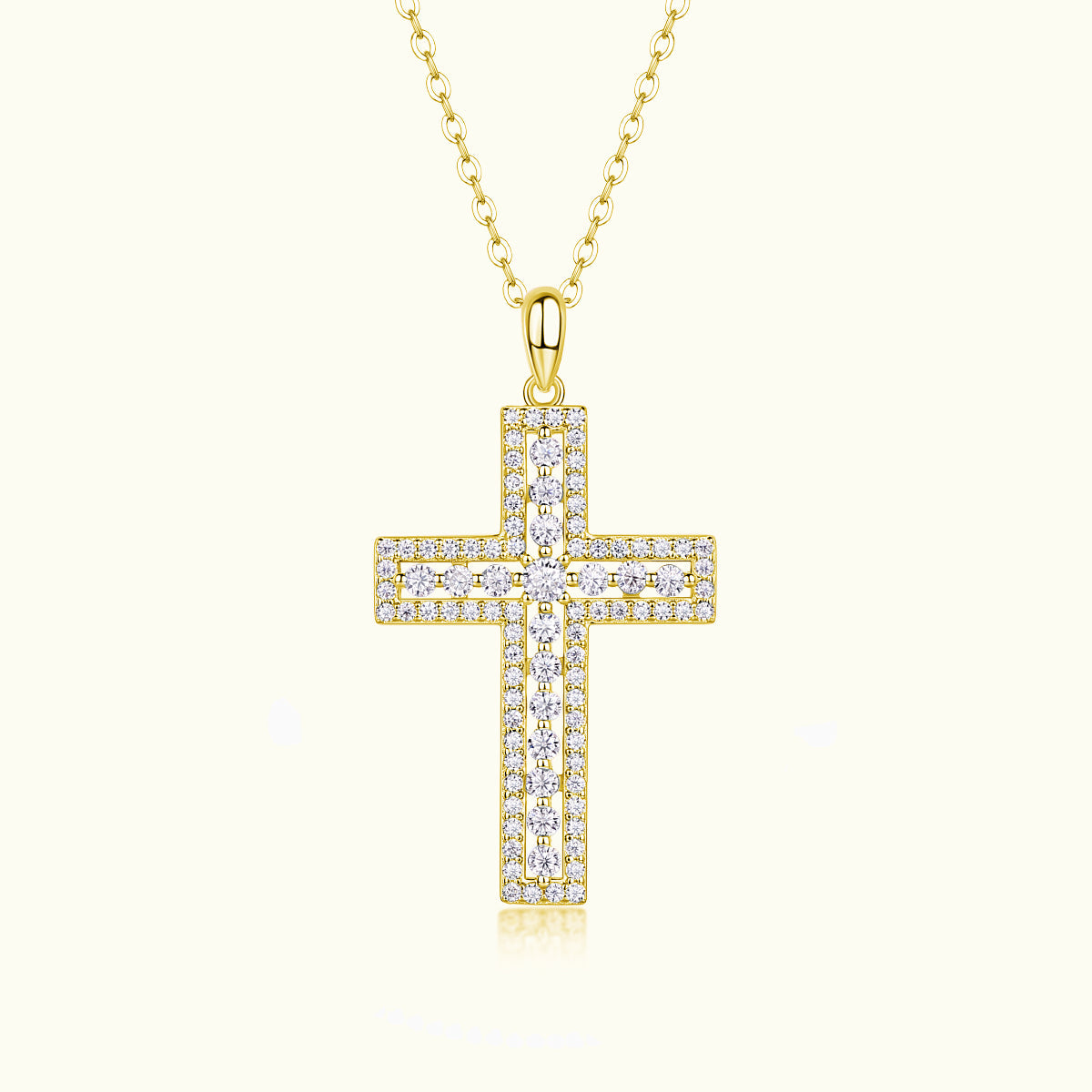 Pavé cross pendant necklace, yellow gold vermeil, sparkling stone cross pendant