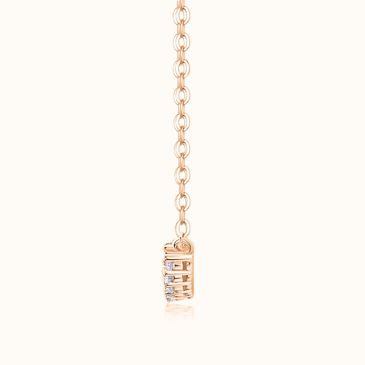 Rose Gold Vermeil necklace clasp detail with small stone rows on the center bar