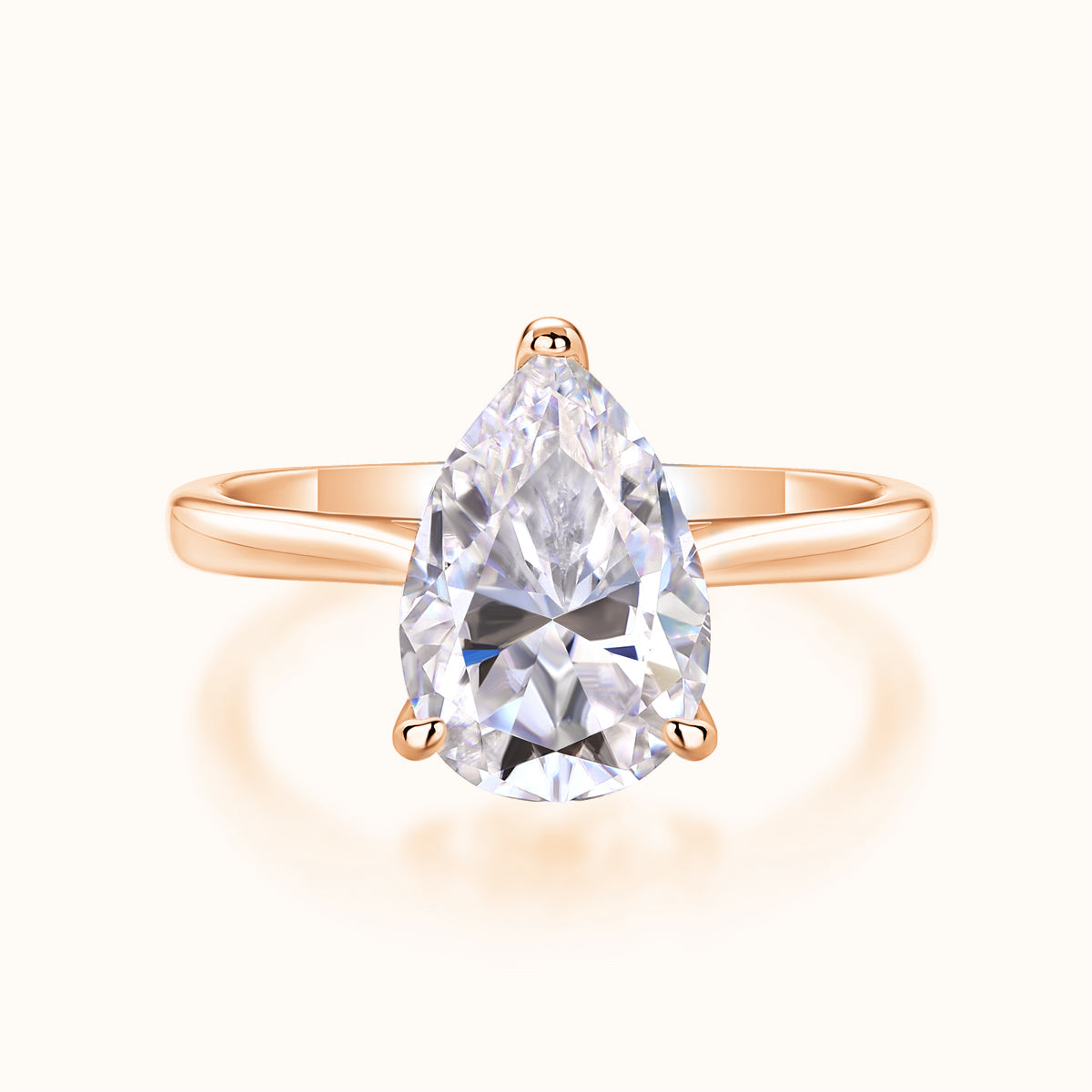 4.0ct pear-cut solitaire moissanite ring in rose gold vermeil with four-prong setting