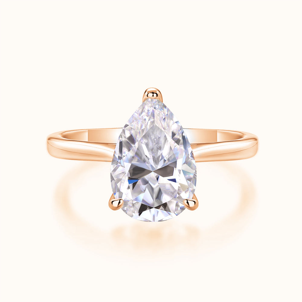 4.0ct pear-cut solitaire moissanite ring in rose gold vermeil with four-prong setting