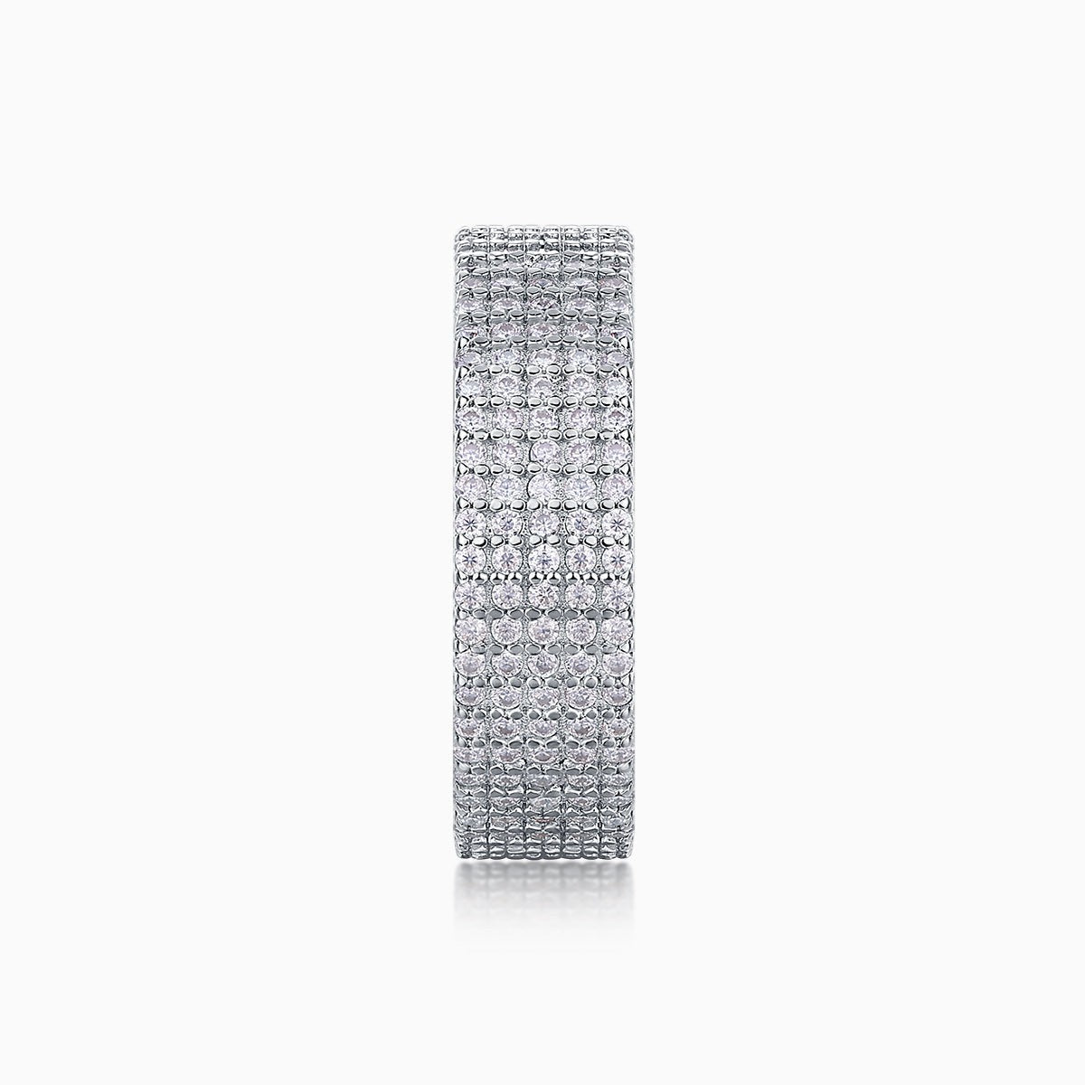 Five-Row pavé eternity band slim profile, white gold vermeil pavé rows