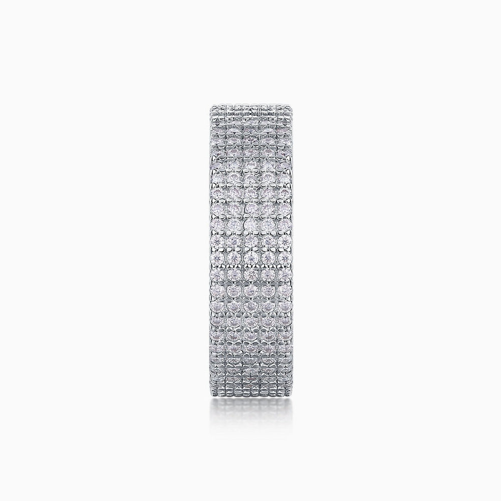 Five-Row pavé eternity band slim profile, white gold vermeil pavé rows