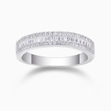 Moissanite half-row stacking band ring, white gold vermeil, paved sparkle on top