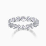 Moissanite full eternity band ring in white gold vermeil with round stones