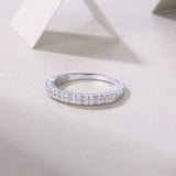 White gold vermeil half eternity band underside, stamped inside, pavé stones