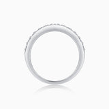 Four-row pavé moissanite eternity band, white gold vermeil, top view of band