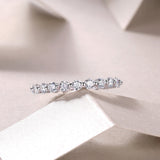 Round Cut Moissanite Eternity Band, white gold vermeil row of round stones