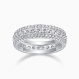 Moissanite pavé eternity band ring in white gold vermeil, full diamond-set band