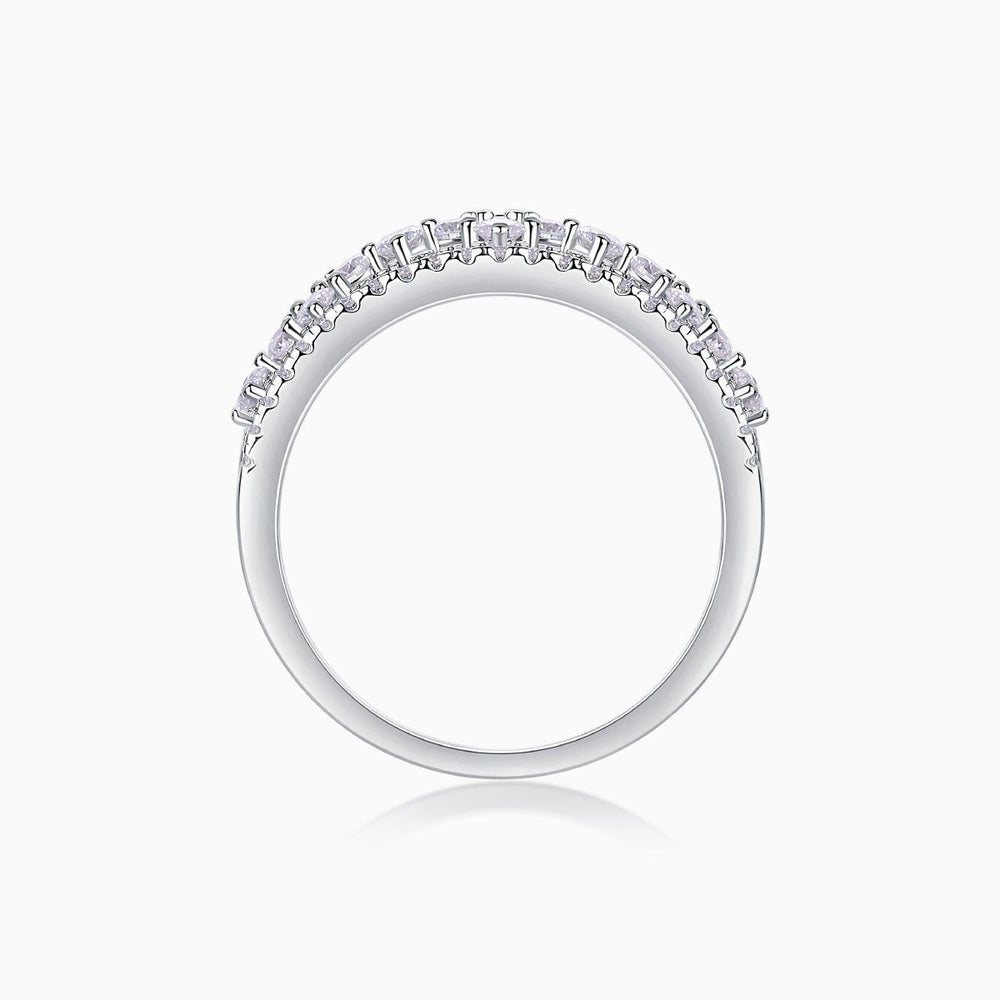 White gold vermeil band underside with small pavé stones set along the top edge