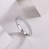 White gold vermeil moissanite pavé band, round stones with polished inner rim