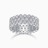 Three-Row Pavé Moissanite Wide Band, breites Ringband mit drei Reihen funkelnder Steine