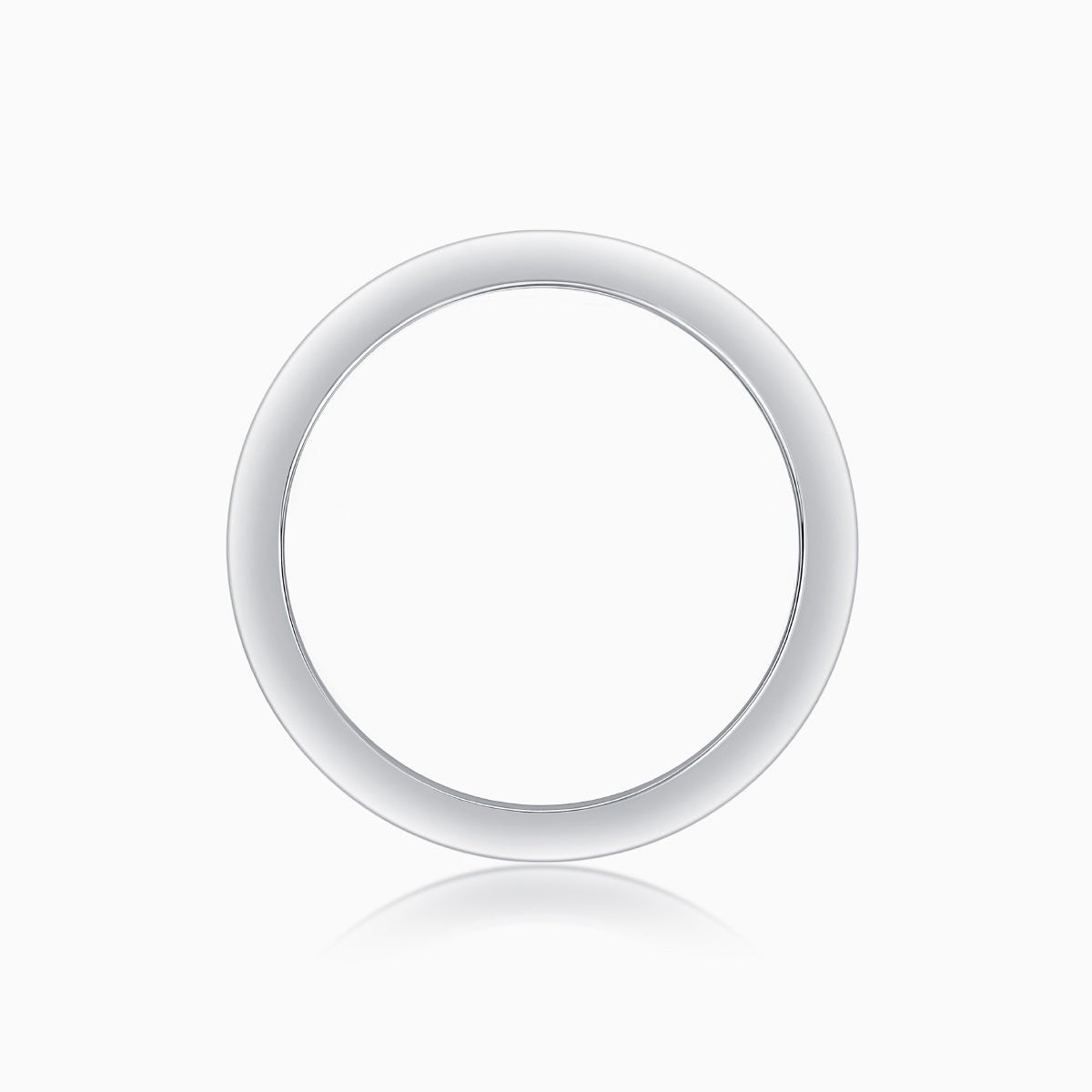 Smooth inside view of triple row wide band ring in white metal