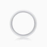 Smooth inside view of triple row wide band ring in white metal